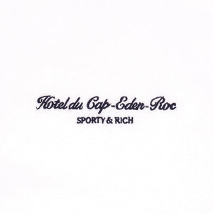 SPORTY & RICH | HOTEL DU CAP CURSIVE TERRY SHOTS { WHITE/NAVY