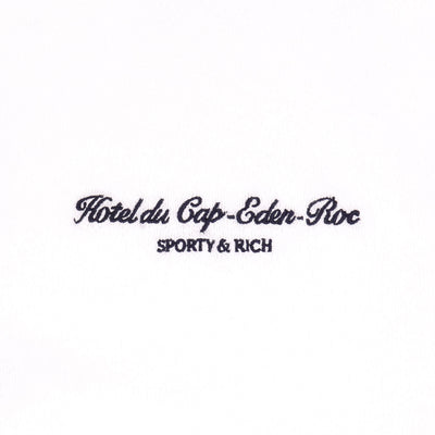 SPORTY & RICH | HOTEL DU CAP CURSIVE TERRY SHOTS { WHITE/NAVY
