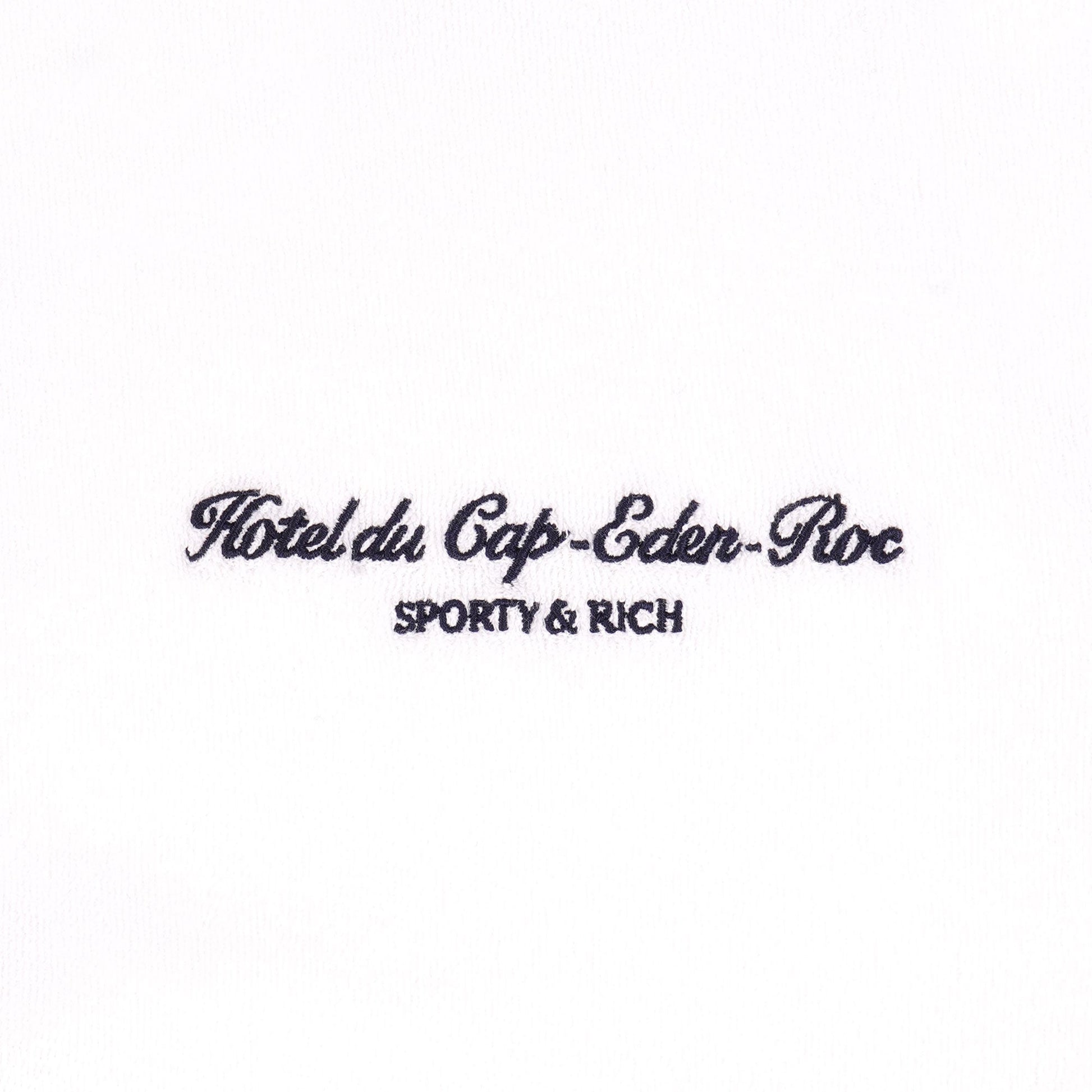 SPORTY & RICH | HOTEL DU CAP CURSIVE TERRY SHOTS { WHITE/NAVY