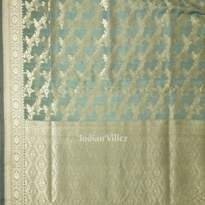 Sea Green Meenakari Pure Mashru Satin Silk Banarasi Saree