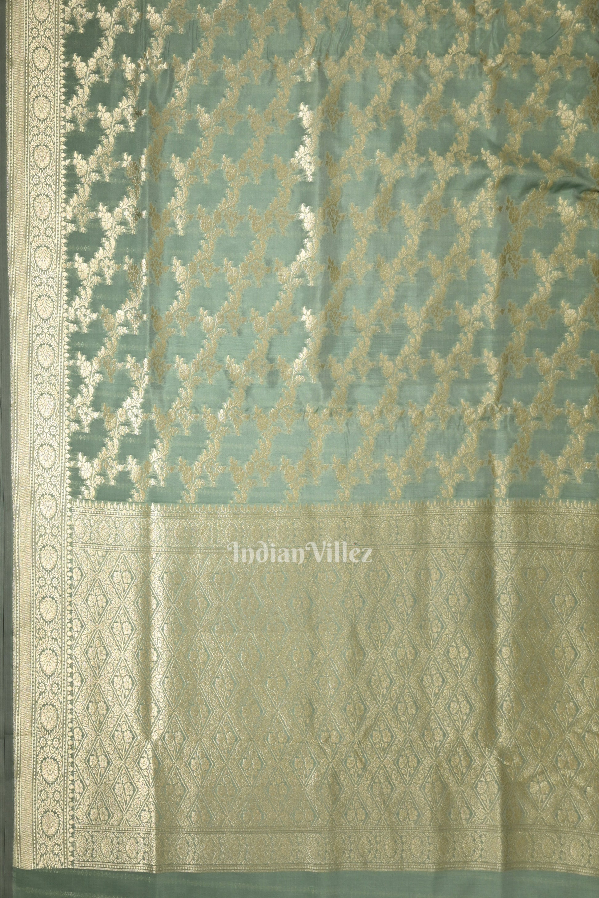 Sea Green Meenakari Pure Mashru Satin Silk Banarasi Saree