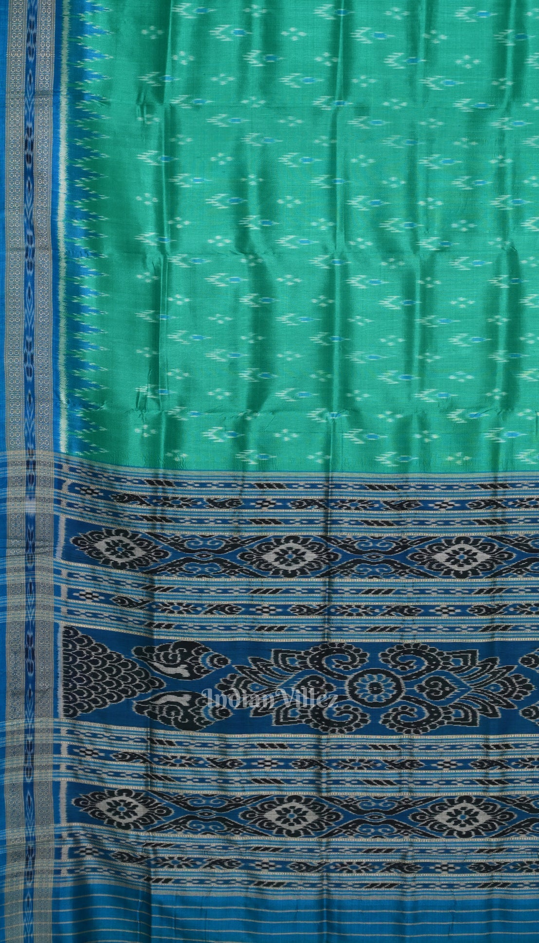 Sea Green Mayur Chandrika Khandua Silk Saree
