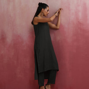 trueBrowns Dark Olive Green Cotton Dobby Kurta Set