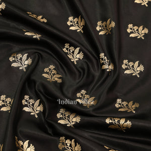 Deep Black Banarasi with Silver Satin Silk Saree