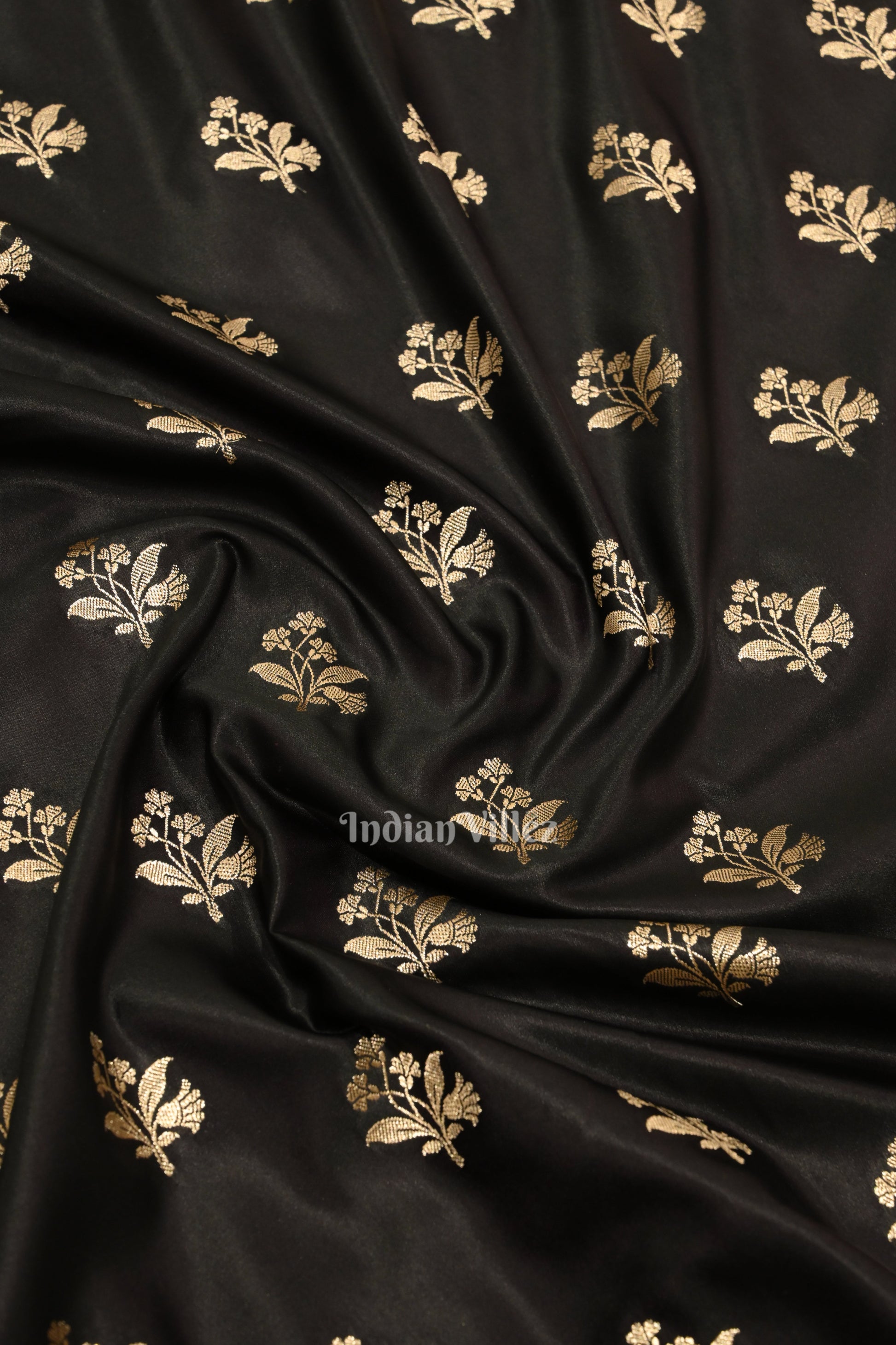 Deep Black Banarasi with Silver Satin Silk Saree