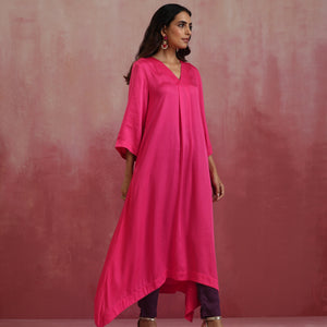 trueBrowns Pink Modal Boxpleat Kurta Set