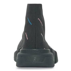 Balenciaga Speed 2.0 Allover Logo Recycled Knit Black Multicolor