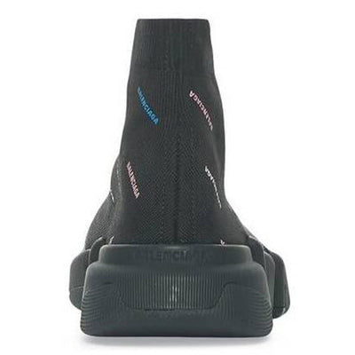 Balenciaga Speed 2.0 Allover Logo Recycled Knit Black Multicolor