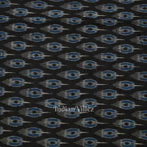 Black Blue Mayur Motif Odisha Ikat Sambalpuri Cotton Fabric