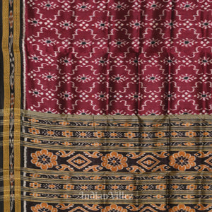 Maroon Black Khandua Ikat Silk Saree