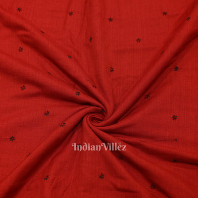 Red Floral Motif Odisha Ikat Cotton Fabric