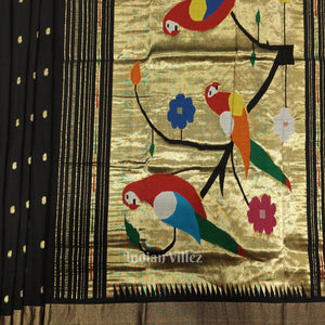 Black Butta Design Cotton Paithani Saree