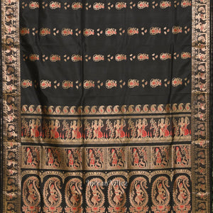 Black Handwoven Baluchari Silk Saree