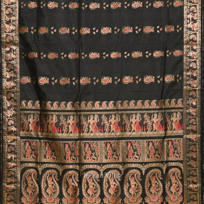 Black Handwoven Baluchari Silk Saree