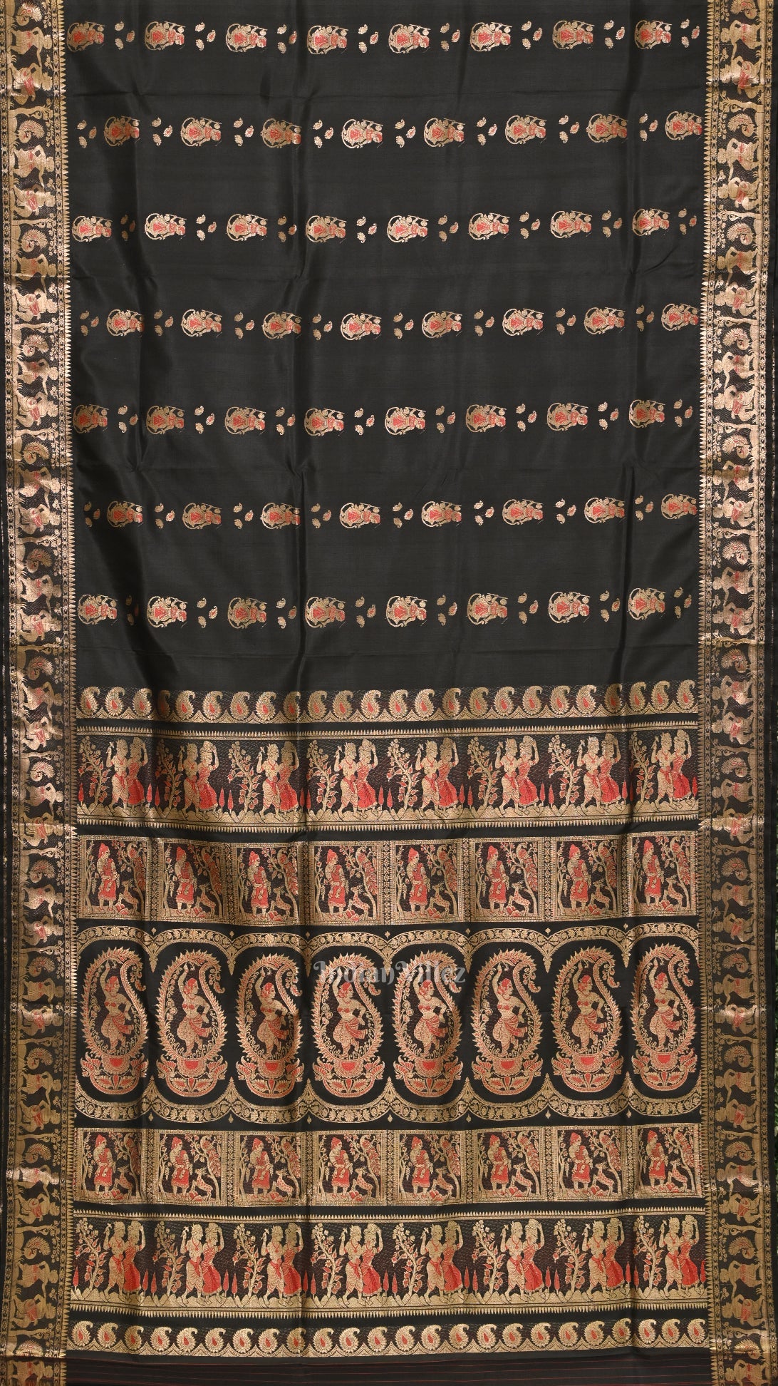 Black Handwoven Baluchari Silk Saree