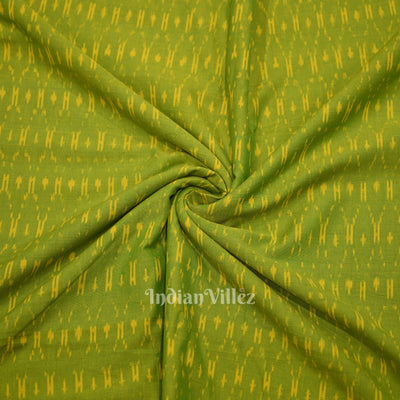 Green Handwoven Pochampally Ikat Cotton Fabric
