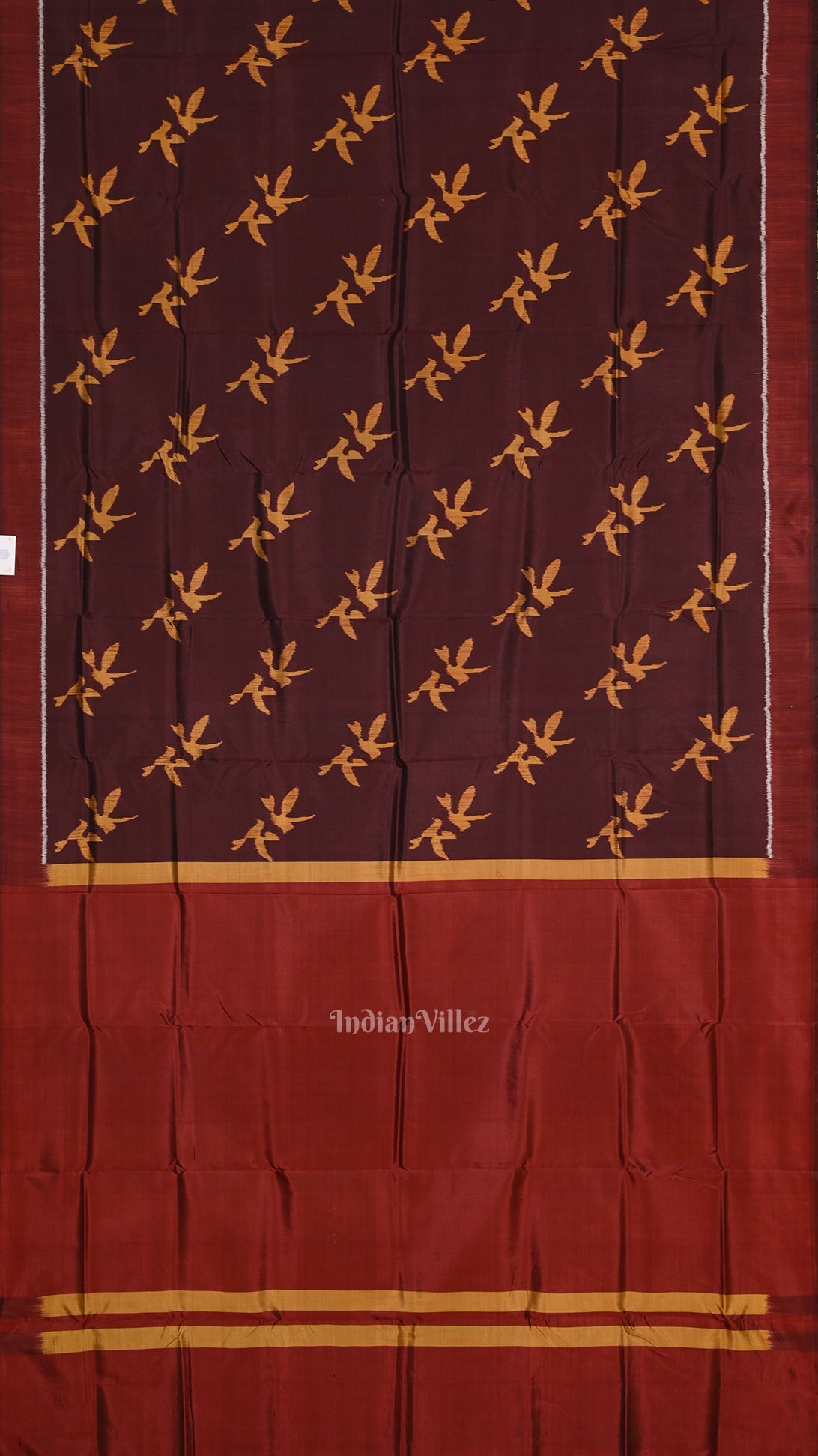 Coffee Mustard Yellow Bird Odisha Ikat Contemporary Designer Saree