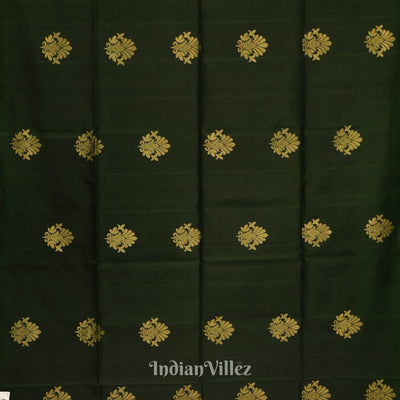 Deep Green Pure Kanjivaram Soft Silk Saree