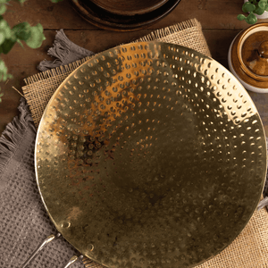 Brass Essentials Combo Set (Brass Roti Tawa, Brass Ghee Pot, Brass Kadhai)