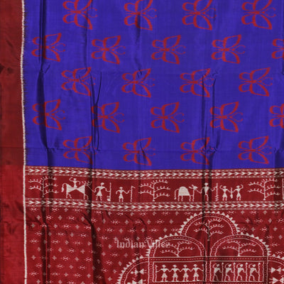 Blue Butterfly Design with Tribal Anchal Contemporary Designer Saree