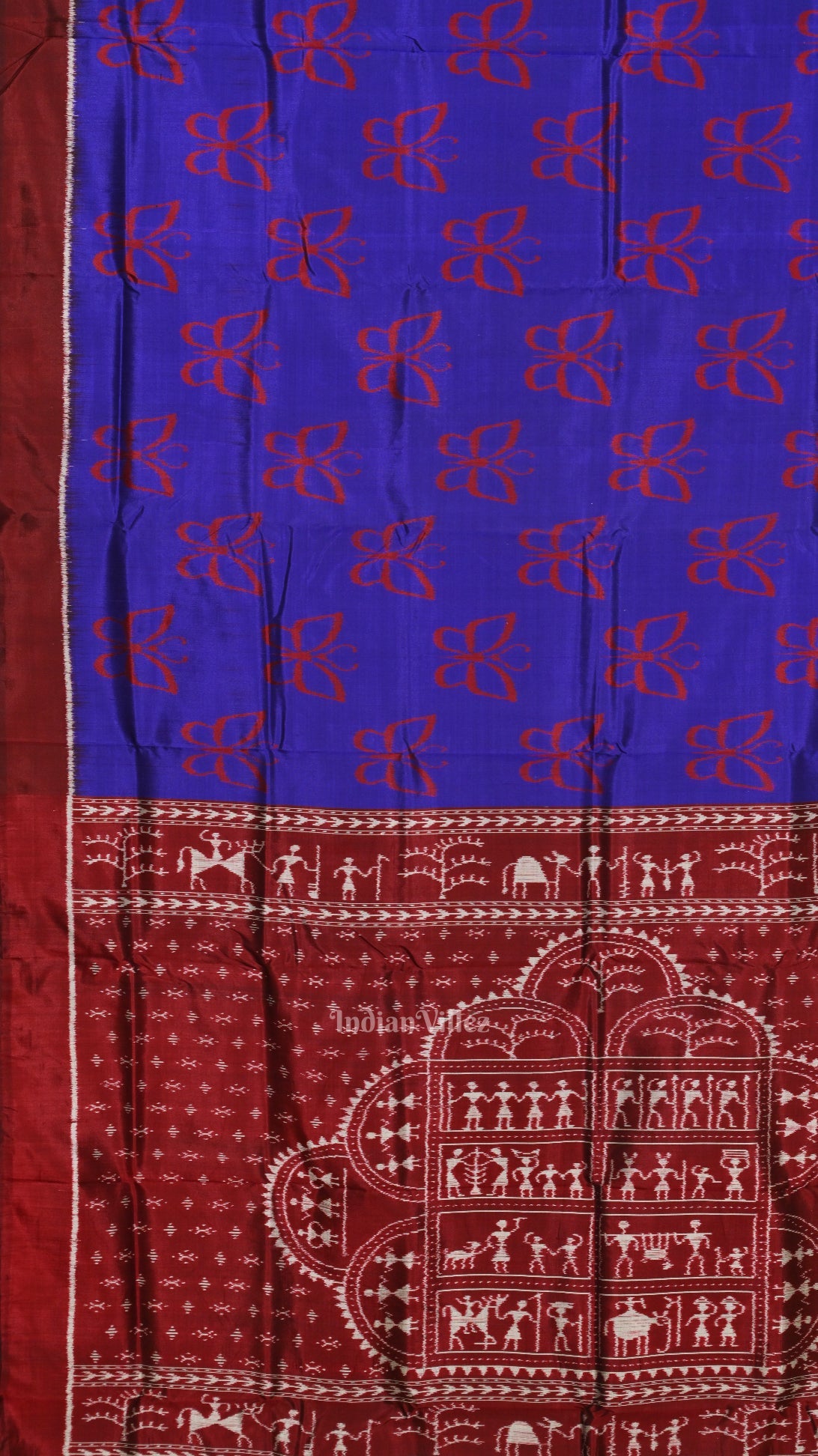 Blue Butterfly Design with Tribal Anchal Contemporary Designer Saree