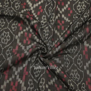 Black Flower Pasapali Sambalpuri Odisha Ikat Cotton Fabric
