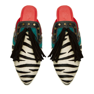 Zebra Cone Mules Women