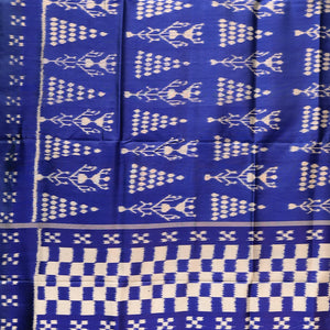Sky Blue Tribal Body With Pasapali Border Odisha Ikat Contemporary Silk Saree
