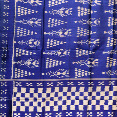 Sky Blue Tribal Body With Pasapali Border Odisha Ikat Contemporary Silk Saree