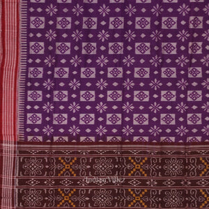 Violet Maroon Pasapali Odisha Sambalpuri Pure Cotton Ikat Saree