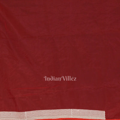 Red Parsi Gara Floral Motif Hand Embroidered Saree