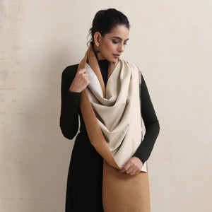 trueBrowns Brown Reversible Solid Woollen Stole