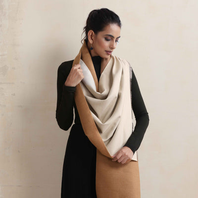 trueBrowns Brown Reversible Solid Woollen Stole