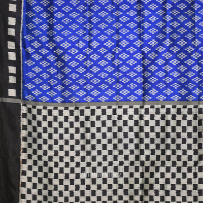 Blue Black Pasapali Contemporary Designer Silk Saree