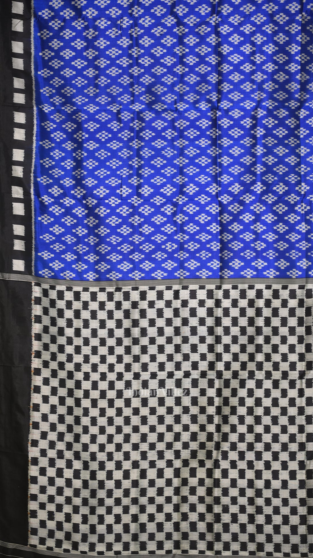 Blue Black Pasapali Contemporary Designer Silk Saree