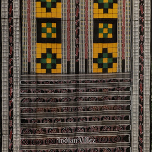 Yellow Black Odisha Ikat Pasapali Bichitrapuri Silk Saree