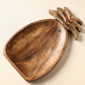 Brown - Handcrafted Mango Wooden Pineapple Shape Tray (13 x 9 in)
