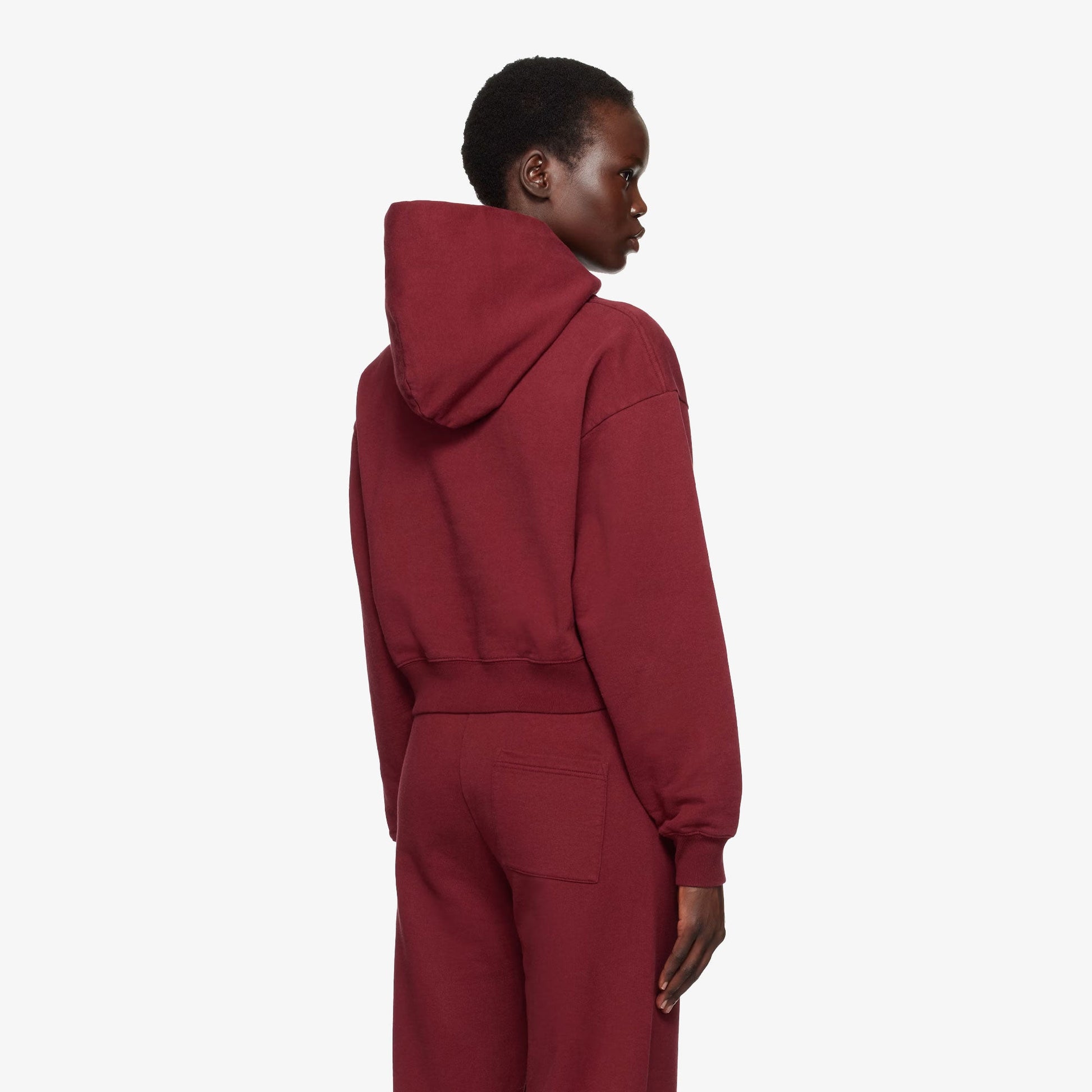 SPORTY & RICH | VENDOME EMBROIDERED CROPPED HOODIE { RED