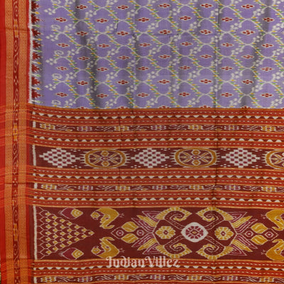 Ash Grey Odisha Ikat Khandua Silk Saree