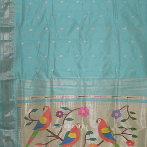 Exclusive Sky Blue Butti Paithani Silk Saree