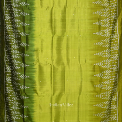 Parrot Green Buti Design Odisha Ikat Contemporary Designer Saree