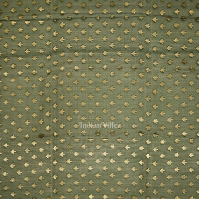 Bottle Green Pure Jamdani Banarasi Kota Silk Saree