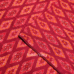 Exclusive Magenta Pink Pochampally Ikat Silk & Cotton (Sico) Fabric