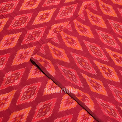 Exclusive Magenta Pink Pochampally Ikat Silk & Cotton (Sico) Fabric