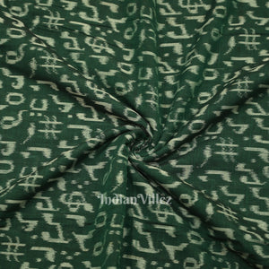 Green Musical Instrument Theme Odisha Ikat Sambalpuri Cotton Fabric