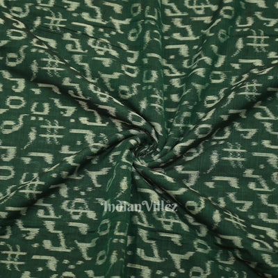Green Musical Instrument Theme Odisha Ikat Sambalpuri Cotton Fabric