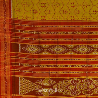 Golden Yellow Tribal Art Odisha Ikat Khandua Silk Saree