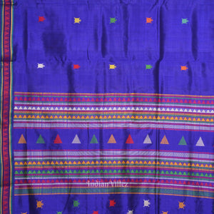 Deep Blue Dongaria Aanchal Odisha Ikat Contemporary Silk saree
