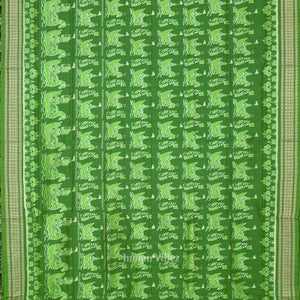 Dark Green Boita Theme Sambalpuri Silk Saree