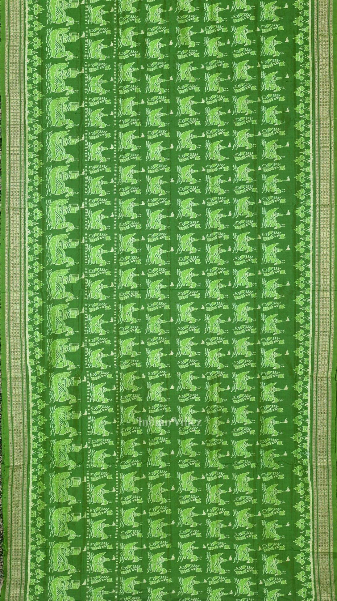 Dark Green Boita Theme Sambalpuri Silk Saree